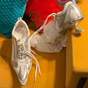 Silver Pointed Lace-Up Women’s Heels